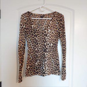 Express Leopard Print See-Through Top
